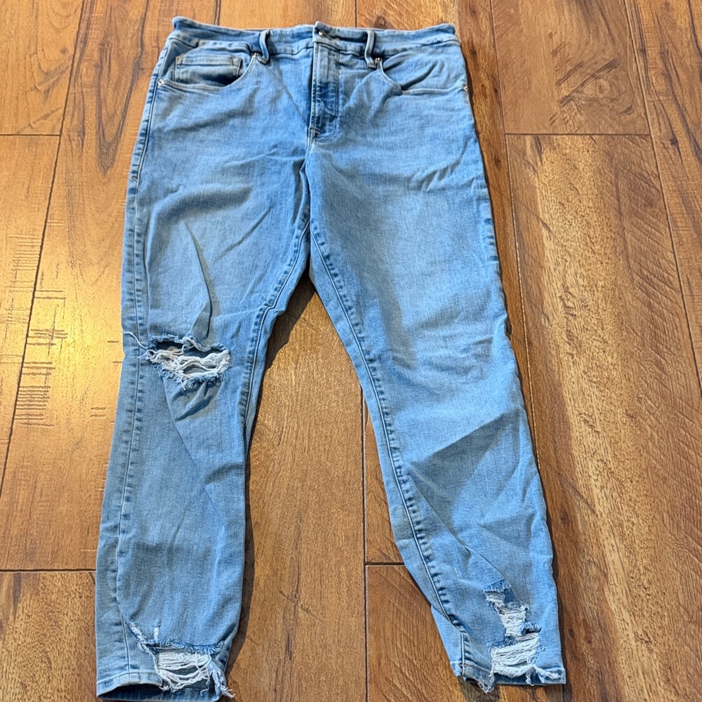 Good American Skinny Stretch Jeans 12 31 Distressed
